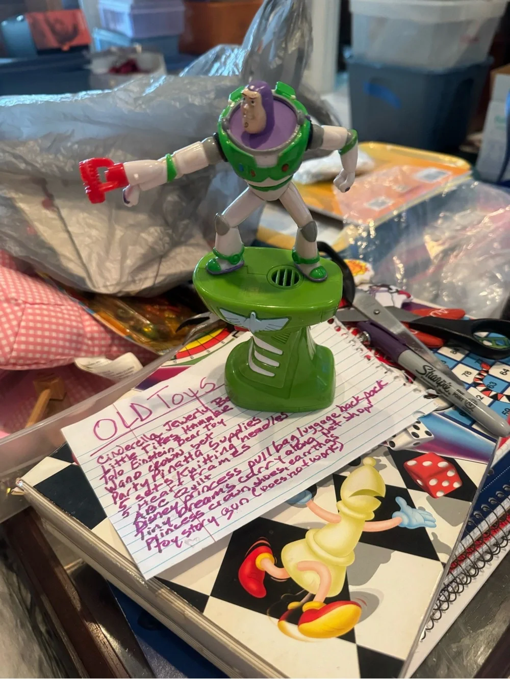 Buzz Lightyear Desk Figure - Green and White Home Office Accessory